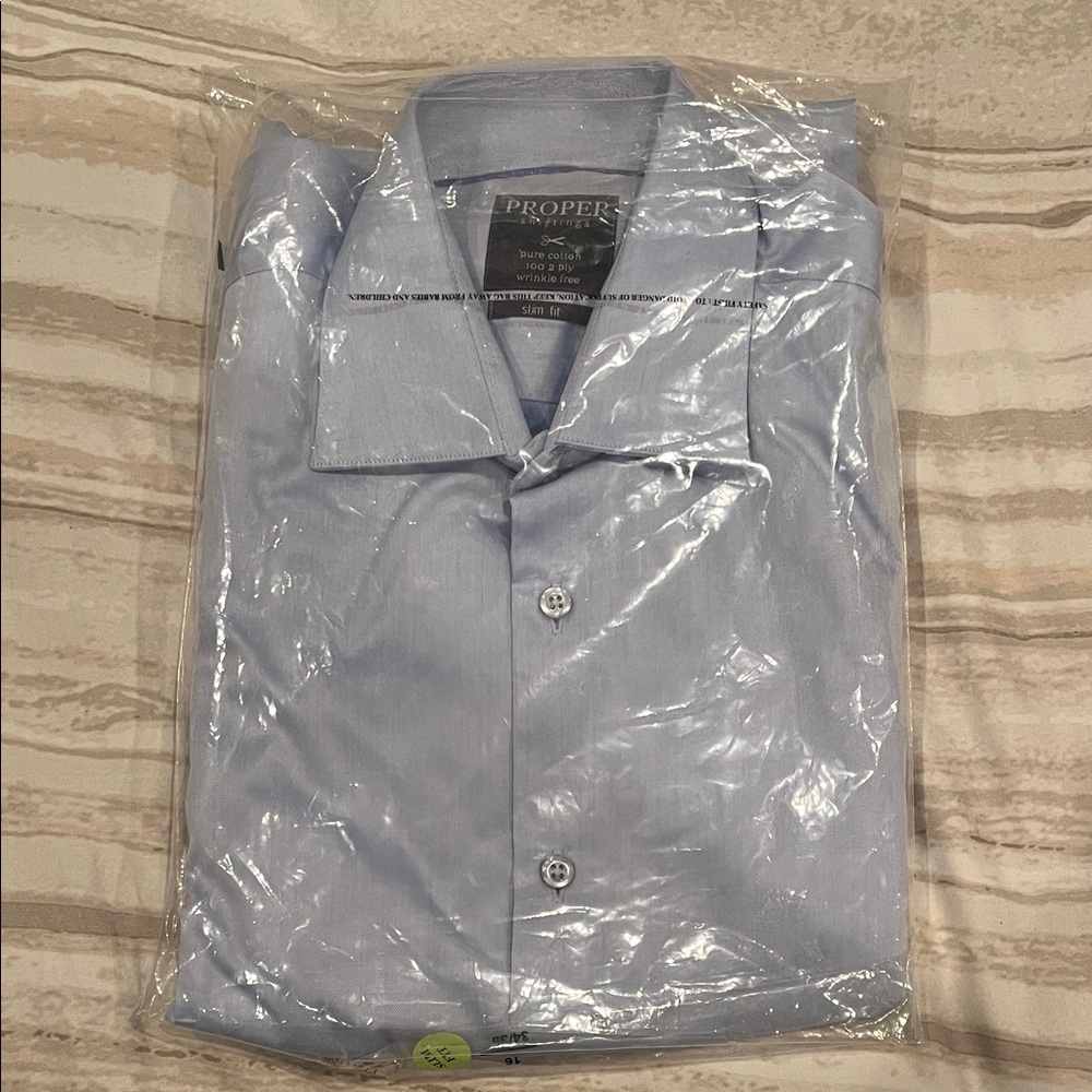 Men’s Dress Shirt. Blue, slim fit. 16 collar. Brand new.